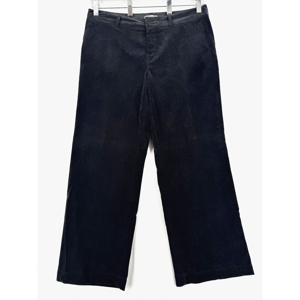 Coldwater Creek Velvet Pants Women 18W Black Wide Leg Stretch Trouser Y2K Classi